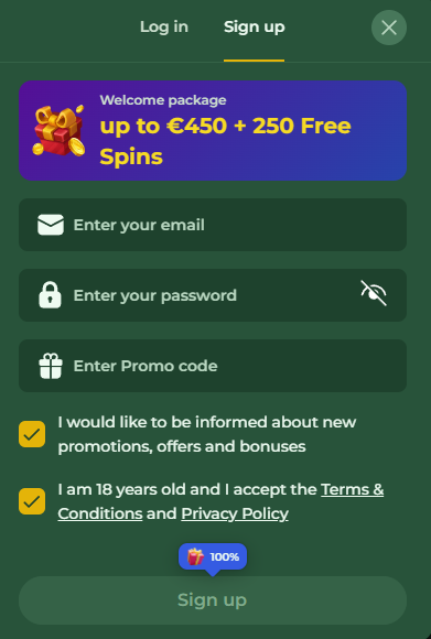 Betsixty casino: registratie